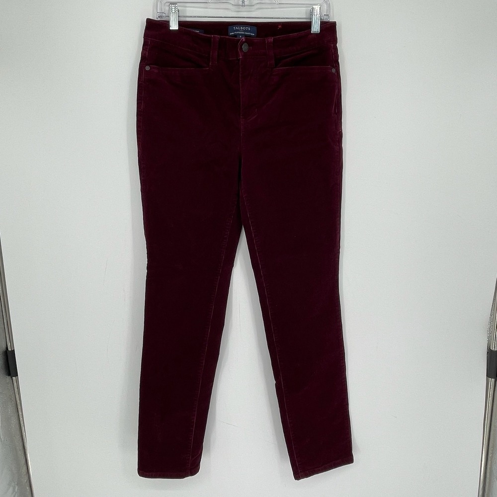 Talbots Women's Burgundy Corduroy Simply Flattering Straight Leg Pants Size 6